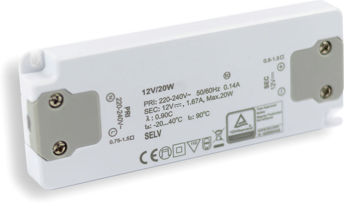 Isoled Led Trafo 12v/dc, 0-20w, Ultraslim