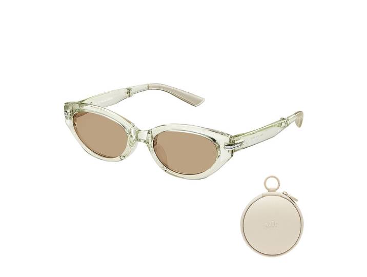 Beneunder FD315-CN204 Lunettes de soleil pliables œil-de-chat, monture couleur thé translucide, verres marron clair