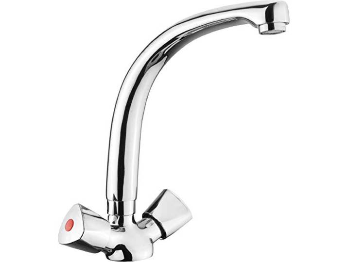 Cornat Spültisch-Zweigriffarmatur Lisa - Hochwertiger Messingkörper - verchromt - Hoher & schwenkbarer Auslauf / Hochdruck-Armatur / Küchenarmatur / Wasserhahn / LI563
