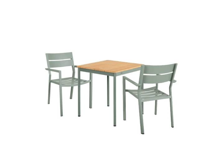 Brafab Delia/Nox Bistro Gartenmöbel-Set 3-teilig, Tischplatte Bambus 70x70 cm Trendig &amp; bunt stapelbar