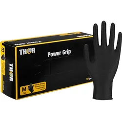 Nitrilhandschuhe Thor Power Grip schwarz M Größe 7-8, unsteril, puderfrei, 50 Stück/Box