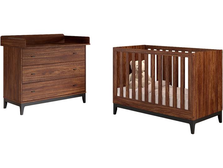 Babymöbel-Set VIPACK Ilyas, das perfekte Set für Ihr Kinderzimmer , nussbaum dekor, B:100cm, Holzwerkstoff, Schlafzimmermöbel-Sets, Babymöbel-Set, Pflegeleichte Oberfläche, Nussbaum Dekor