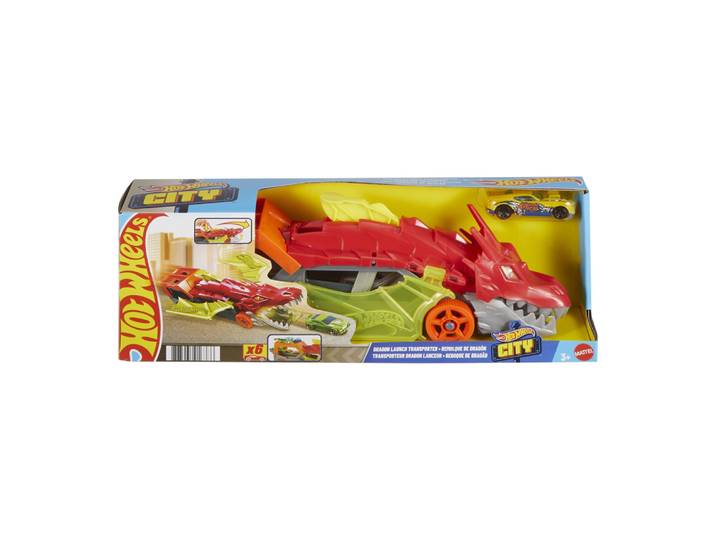 hot wheels city-transporteur dragon 2-en-1, 3 ans et plus