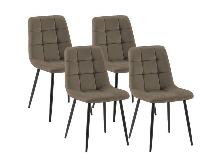 CLP Stuhl 4er Set Samt Taupe, Metall, 45x84x55 cm, Esszimmer, Stuhl