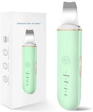 Inspired Living Ultrasonic Skin Scrubber Facial Spatula Blackhead Remover With Ion Cleansing Modes green