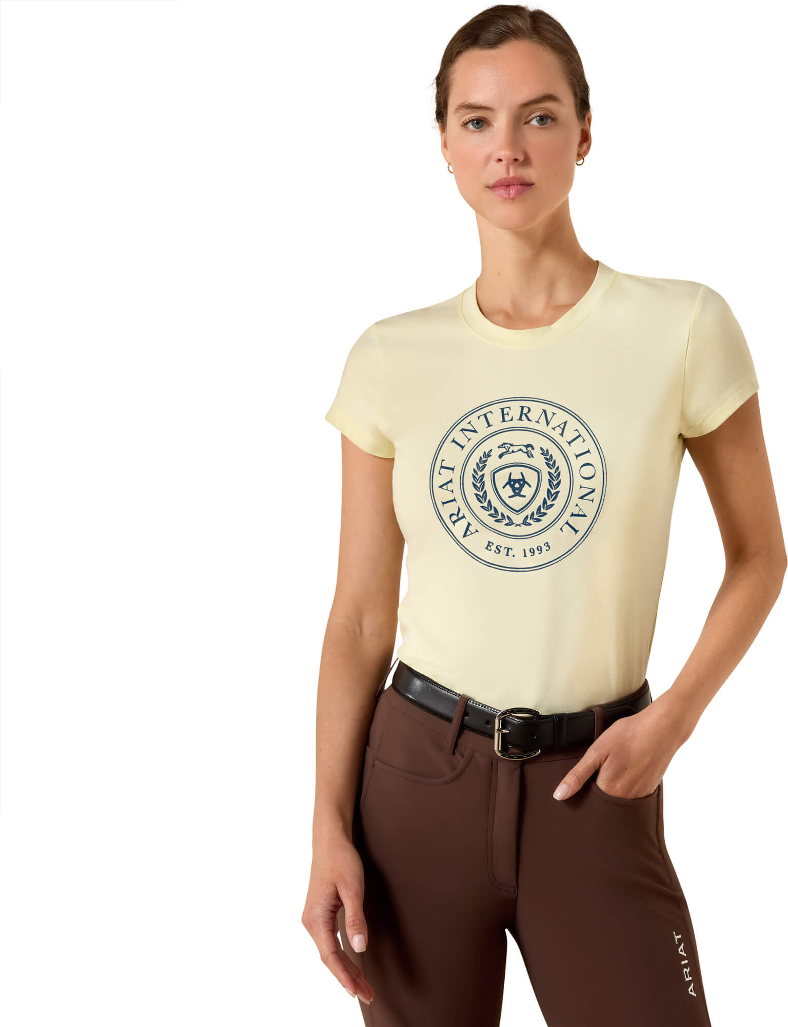 Women's Heritage Crest T-Shirt in Flan Cotton, Size: Medium by Ariat