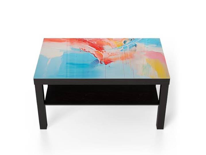 DEQORI Glastisch schwarz groß 90x50 cm Motiv Gefühlswirbel in Farben ausgefallener Beistelltisch aus Glas Hochglanz Couchtisch fürs Wohnzimmer moderner Couch Tisch mit Design