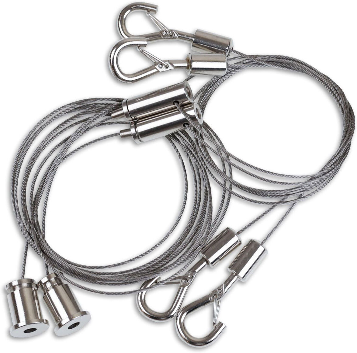 Isoled Y-Seilabhängung (2 Stk) Mit Karabiner, Klappösen Und Rutschklemme Inkl. Stahlseil 1,5m