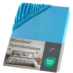 NYVI Spannbettlaken DreamScience Mikrofaser - Weich & Anschmiegsam, Rundumgummizug, Bügelfrei 90x200 - 100x200 cm türkis