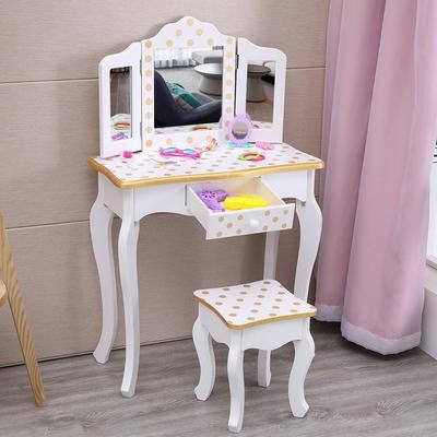 karlinc 3 -Fold Mirror Single Drawing Curved Foot Children Dressing Table