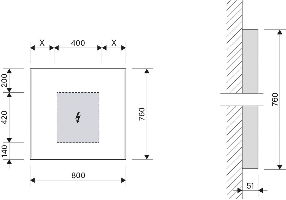 Schneider GLOW HCL Lichtspiegel A/SP 80/HCL/Sound 80 x 76 cm mit Soundsystem, LED Beleuchtung und Tageszeitsteuerung, Spiegel, 166.280.01.5001, silber eloxiert