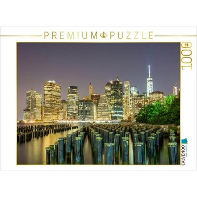 CALVENDO Puzzle Nachtaufnahme von Manhattan Skyline | 1000 Teile Lege-Größe 64x48cm Foto-Puzzle für glückliche Stunden