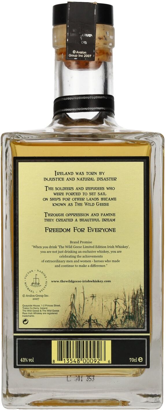 The Wild Geese Whiskey The Wild Geese Unique Blend Pure Aged Irish Whiskey Limited Edition 43% Vol. 0,7l
