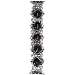 Neue Armbanduhr GlacierX Vintage Stones Stretch Bracelet Jet Black für Apple Watch 38/40/41mm Schwarz