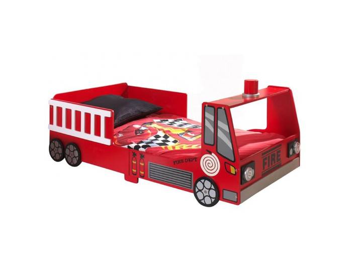 Pack - Lit Enfant & Matelas  Pompier  70x140cm Rouge