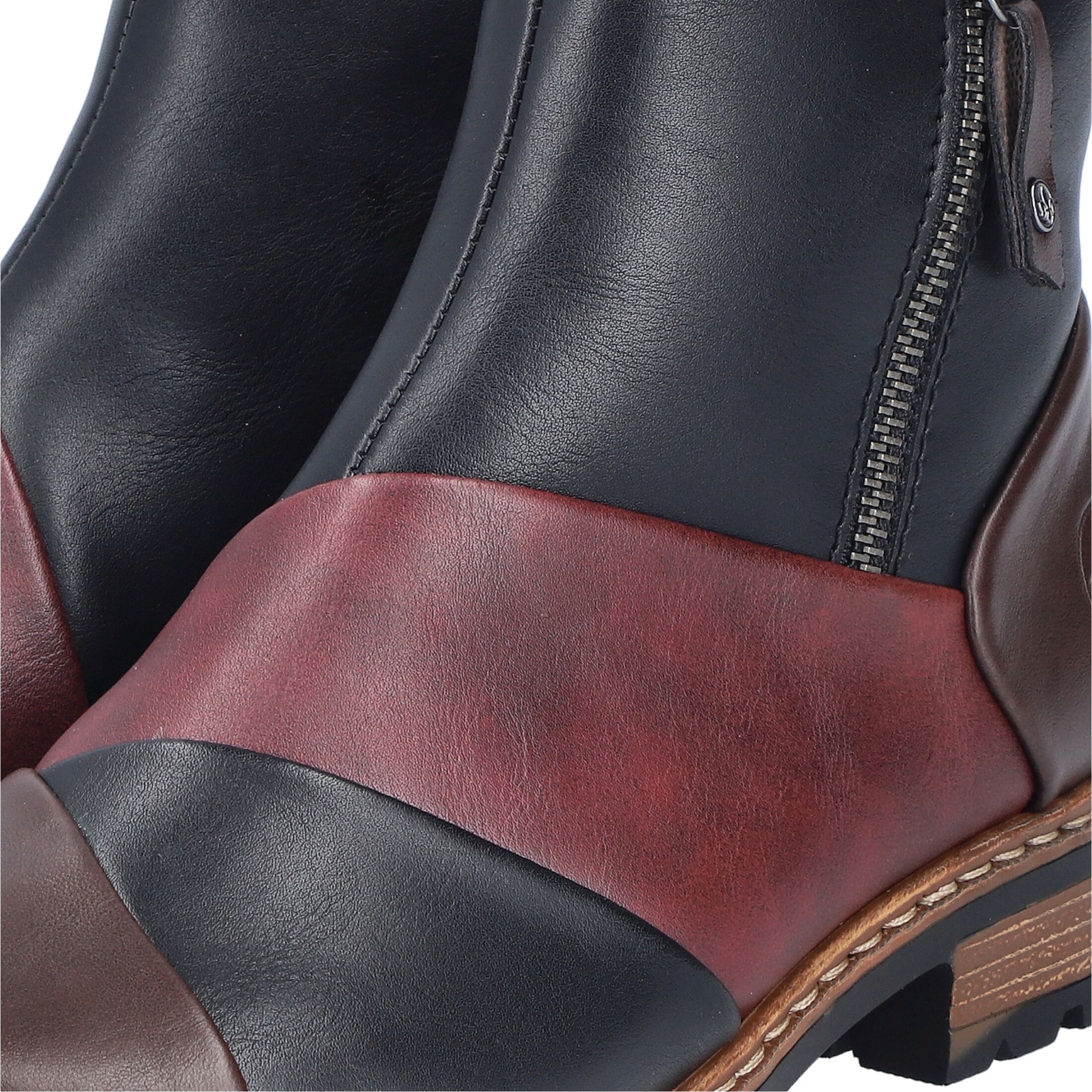 Winterboots RIEKER, Damen, Gr. 43, Warmfutter, braun (multi), Lederimitat, Schuhe Winterboots, Stiefelette in aktueller Patchwork-Optik, Warmfutter, Topseller