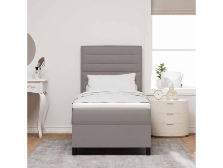 KTHLBRH Boxspringbett mit Matratze taupe 100 x 200 cm Technisches Holz und Kiefer massiv, atmungsaktives Gewebe, mittelfeste Matratze