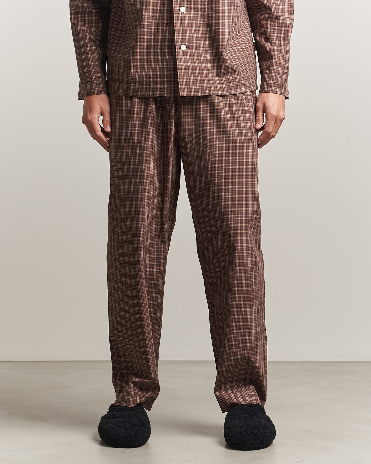 Tekla Fine Twill Pyjama Pants Serra Checks men M Brun