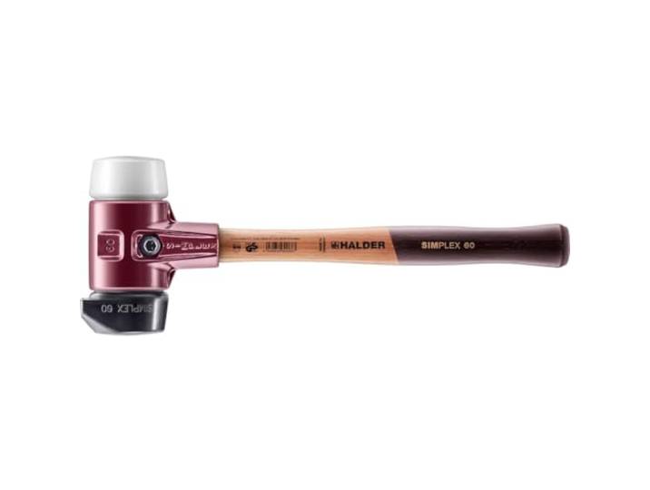 Maillet SIMPLEX\, Caoutchouc chargé\, avec pied intégré/superplastique\, avec boîtier en fonte malléable et manche en bois de haute qualité D=60 mm 3027.260