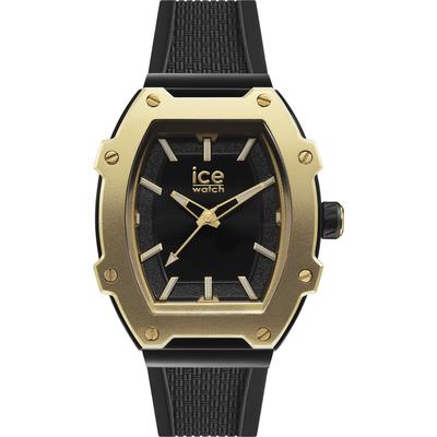 Quarzuhr ICE-WATCH "ICE boliday - Women - Plastic - Small - 3H", schwarz (schwarz, schwarz), Armbanduhren, Damen, schwarz-goldfarben, Quarzuhr, Armbanduhr, Damenuhr, Silikonarmband, analog
