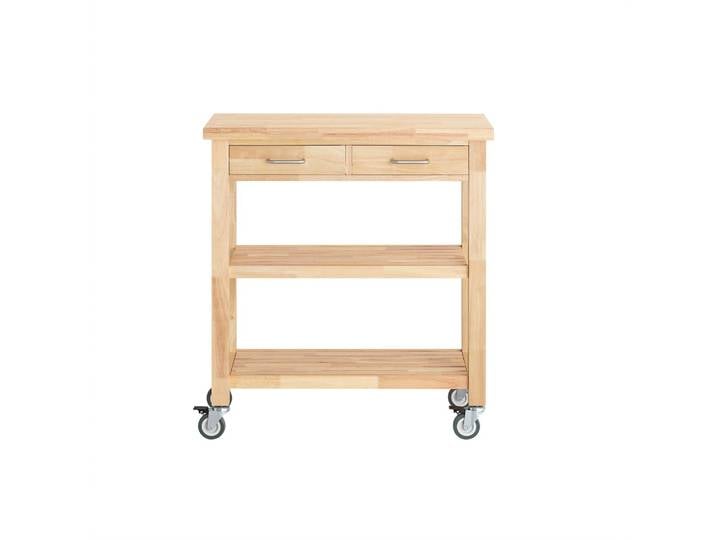 Sobuy Desserte De Cuisine À Roulettes En Bois D’hévéa – Chariot De Rangement Avec 2 Tiroirs Et 2 Étagères – Meuble Cuisine Compact 80x40x90 Cm Fkw24-ii-n