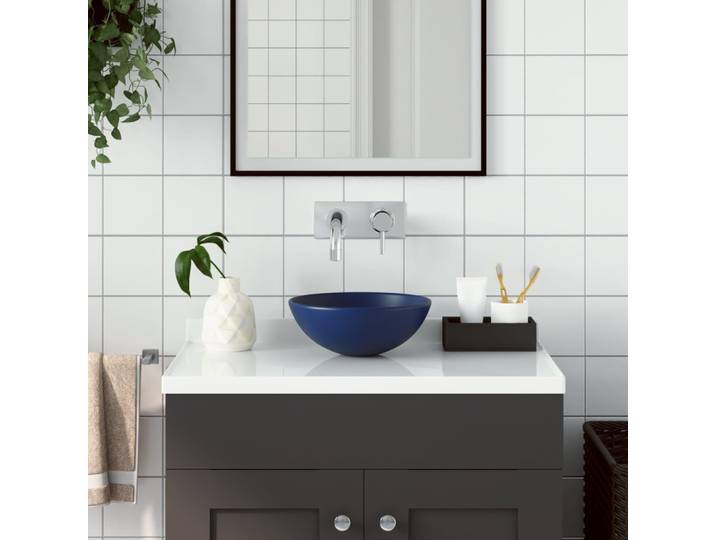 Vidaxl Washbeer rund Keramik dunkelblau