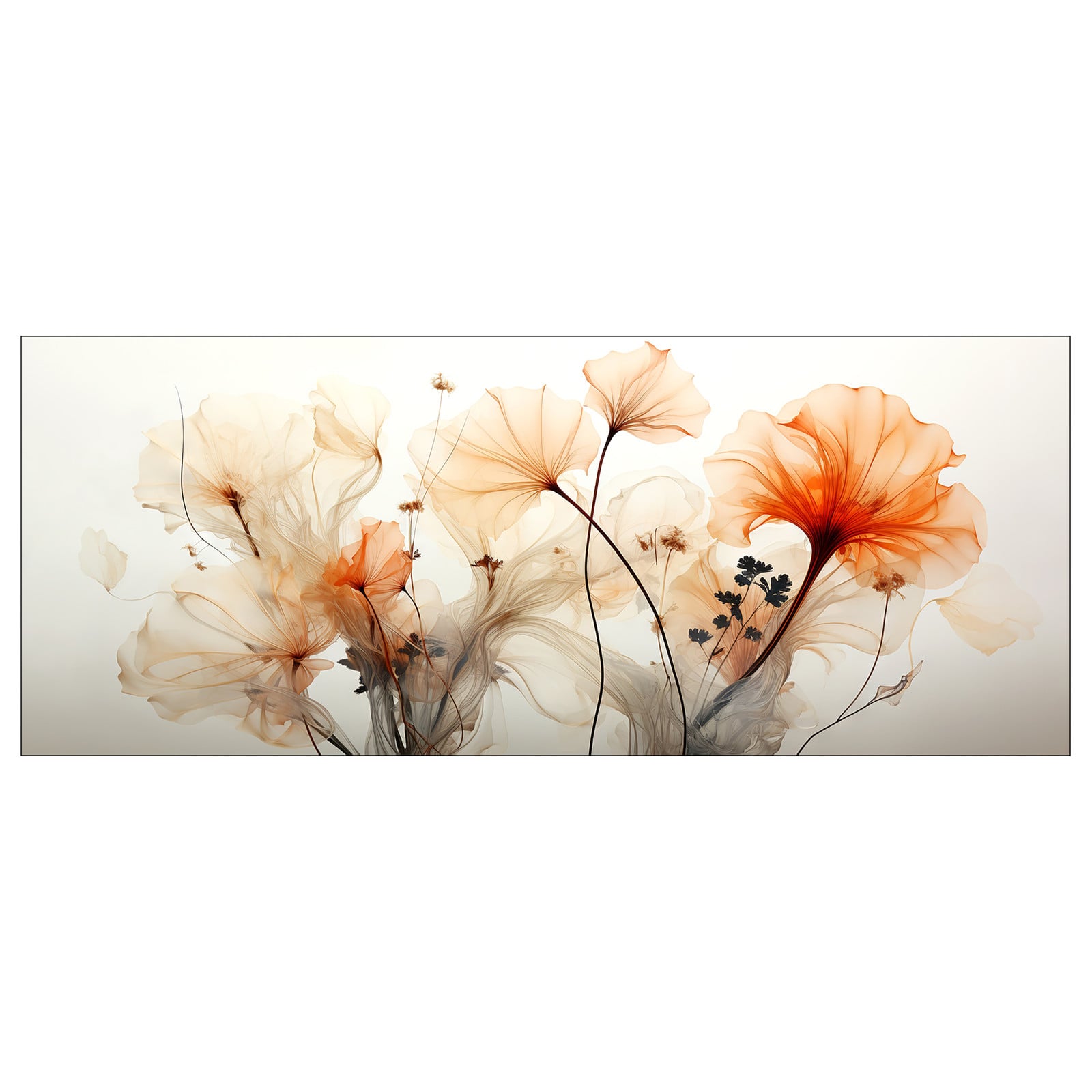 home24 Floral Structures Floatglas Oranje/Grijs/Transparant B: 125 cm, D: 50 cm, H: 1 cm