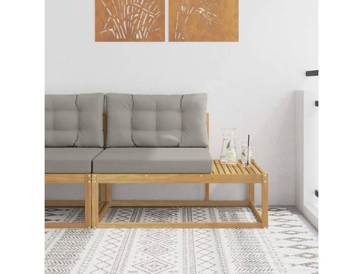 vidaXL Outdoor End Sofa Polyester Whitewash und Hellgrau