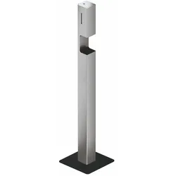 SENSORIC Desinfektionsspender Säule, Edelstahl, matt geschliffen, mit Innenbehälter zur freien Befüllung, Füllmenge 500 ml, Höhe 1390 mm, Tiefe 320 mm, Breite 320 mm