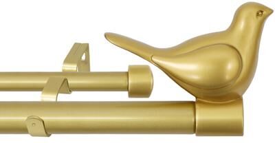 "MERIVILLE 3/4"" Diameter Farmhouse Double Window Curtain Rod, Bird Finials"
