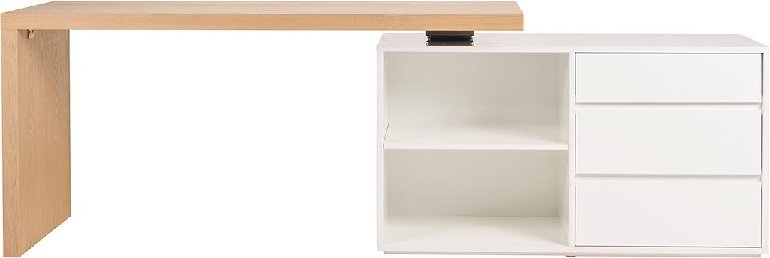 Miliboo Design-Schreibtisch modulierbar Weiß glänzend und Eschenholz NEW MAX