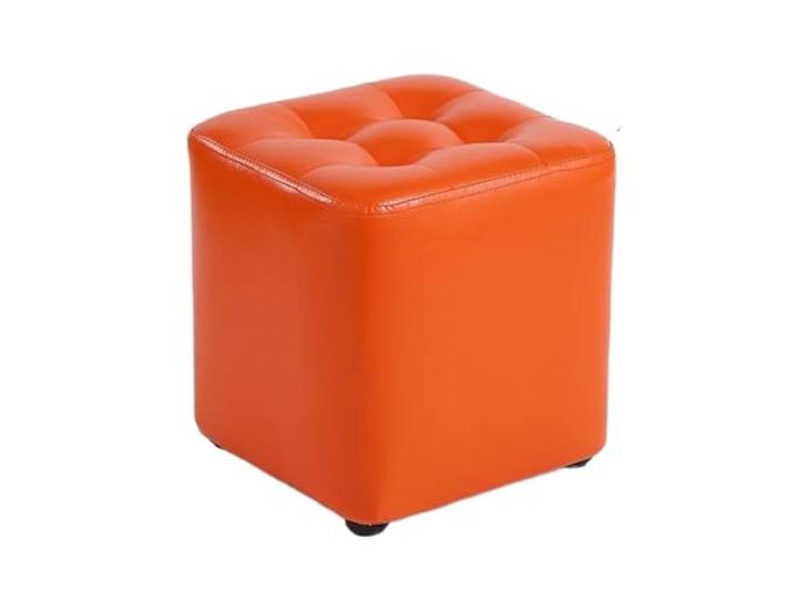 SHCHNA Moderner Fusshocker Ottomane Moderner Quadratischer Fußhocker Aus Leder for Den Eingangsbereich des Wohnzimmers Sitzhocker(Orange)