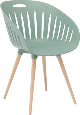 Outdoor-Stuhl Topstar T2023, 2 Stück, ergonomische Kunststoffschale, Füße ein- und ausdrehbar, olive