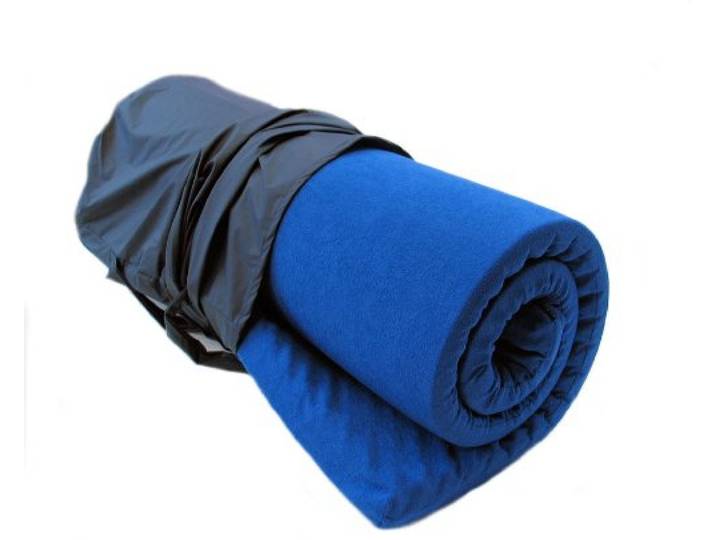 Reise-Matratzenauflage; 6 cm Viscoschaum und Matchsack blau (Frottee blau)