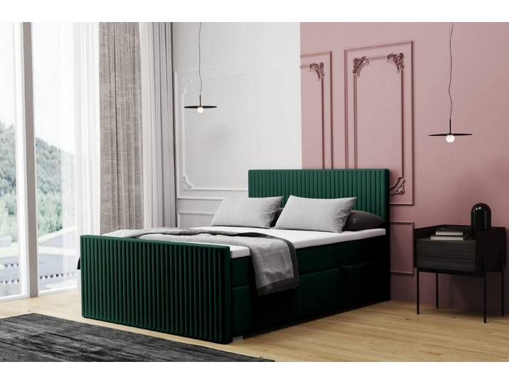 Friderik-EU Boxspringbett RISE Hohes Doppelbett Hotelbett mit zwei Bettkästen Kontinentalbett