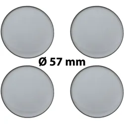4 x Ø 57 mm Polymere Aufkleber / Silber-Optik / Nabenkappen, Felgendeckel