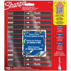Sharpie, Marker, Creative Akryl Paint Marker Penselspids Assorterede Farver 12 Stk (12x)