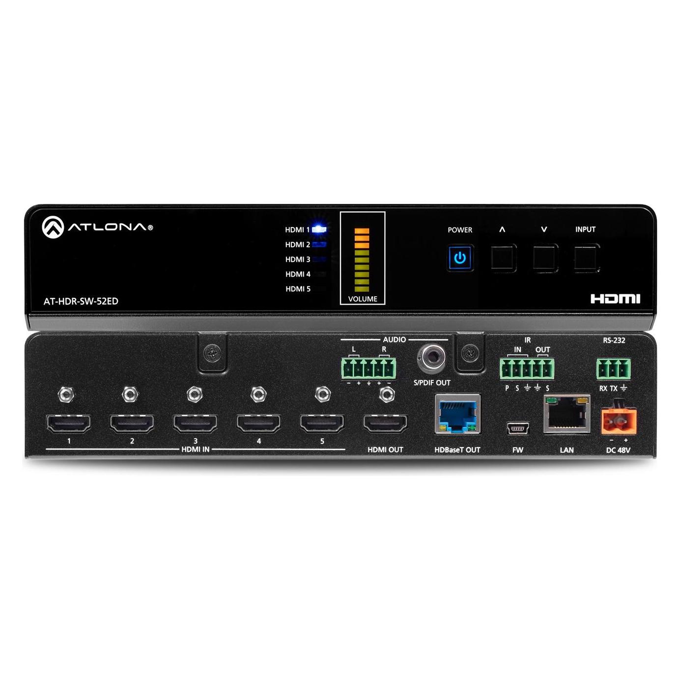 Atlona AT-HDR-SW-52 5 x 2 4K/HDR HDMI 2.0b Sw. HDbaseT-100m (AT-HDR-SW-52ED)