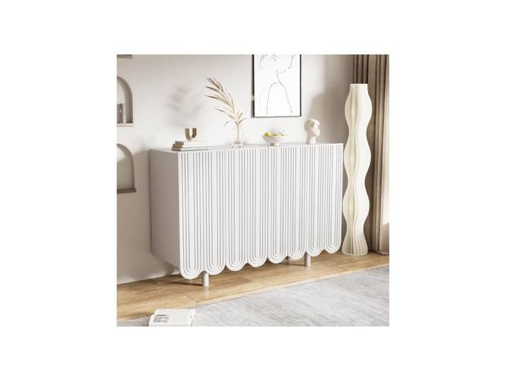 ®TONLRGY Buffet buffet en forme de goutte avec portes profilées et charnière à tampon 120 L x 80 8 H x 37 5 B (cm) blanc