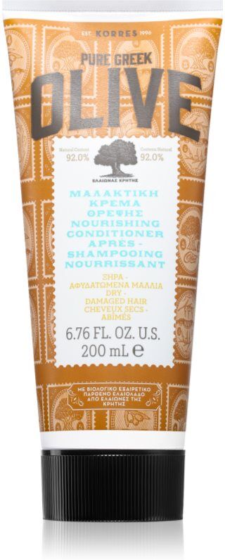 Korres Pure Greek Olive après-shampoing pour cheveux secs et abîmés 200 ml