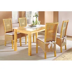 Stuhl HOME AFFAIRE "Stuhlparade", beige (natur), B:46cm H:102,5cm T:56,5cm, Geflecht Rattan, Stühle, Stuhl, 2 Stück inkl. Sitzkissen, in Handarbeit gefertigt