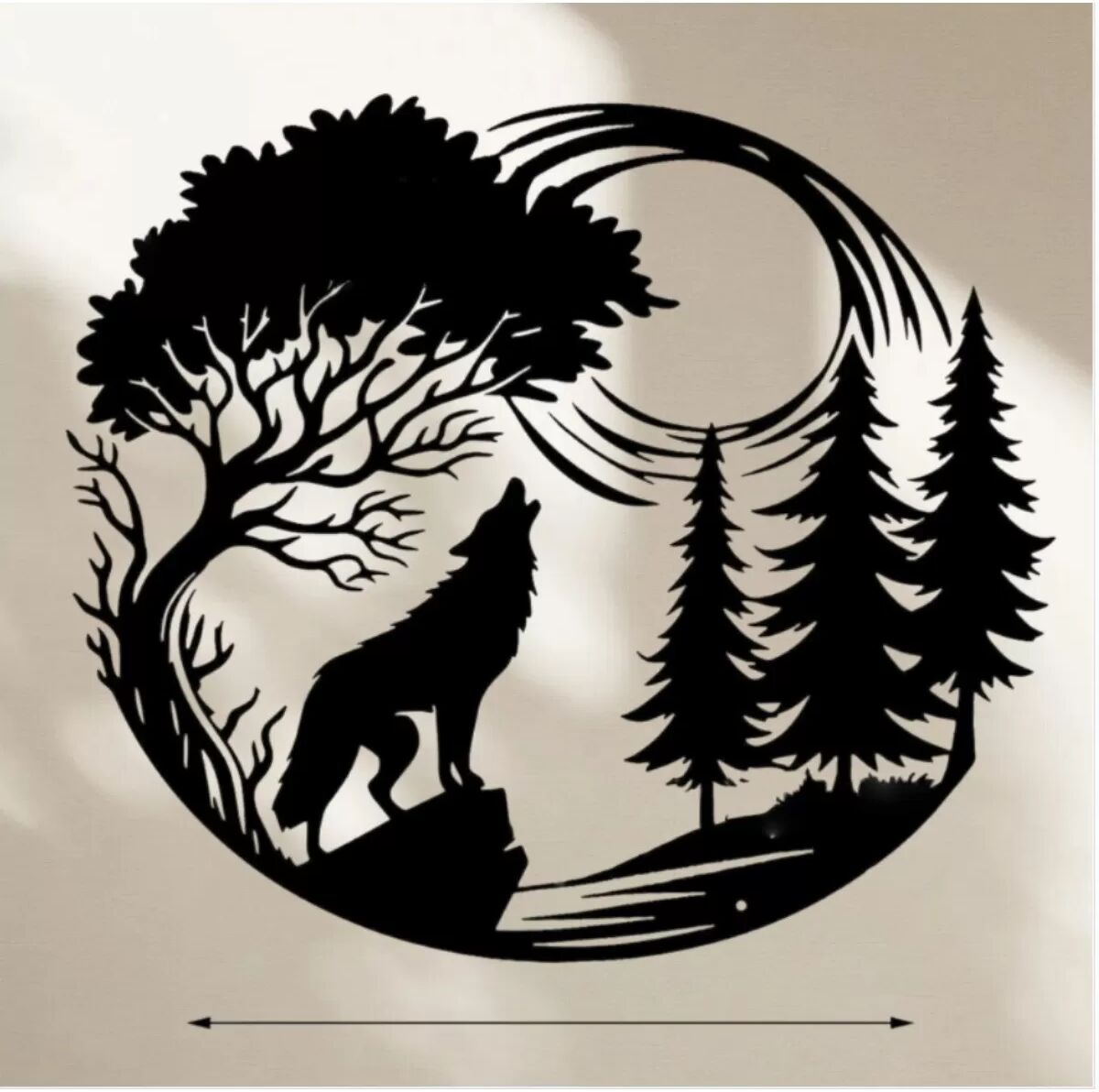 INF Schwarze Wolf Silhouette Metall Wandkunst - Eisen Wandbehang für Heimdekoration