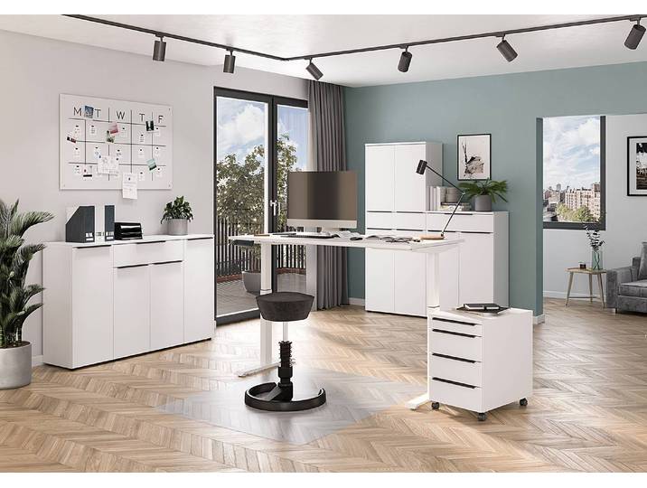 Ensemble de bureau Mailand 4 pièces 488cm Blanc/Blanc