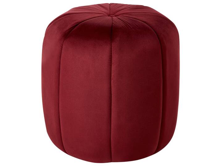 Beliani Pouf Samtstoff Dunkelrot Selby, Rund, 40x46x40 cm, Wohnzimmer, Sessel, Hocker & Hockerbänke, Poufs