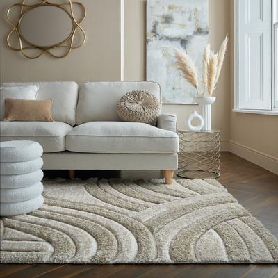 Hochflor-Teppich FLAIR RUGS "Velvet Shaggy", beige (natur), B:120cm H:25mm L:170cm, Kunstfaser, Teppiche, Shaggy Teppich