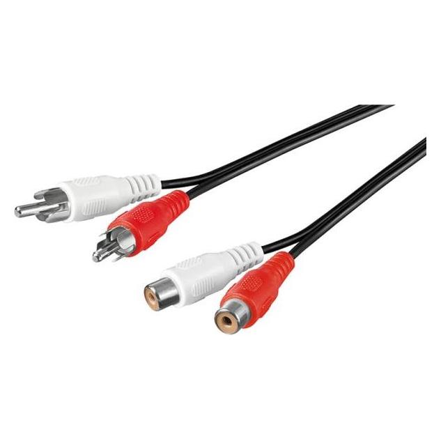 PremiumCord Audio-Verlängerungskabel 2x Cinch (2 m, Cinch Kabel) (kjackcmf2-2)