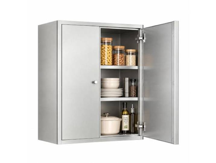 Gtzly Wandmontierter Aufbewahrungsschrank, Küchen-Organizer mit Gewürzregal Edelstahl 304, Verstellbarer Einlegeboden für Geschirr, Vorräte, Küche, Bar und Esszimmer(40*20*60cm/16*8*24in)