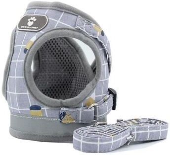 United Reflective Breathable Pet Harness & Leash Set For Safe Comfortable Walks gray xs