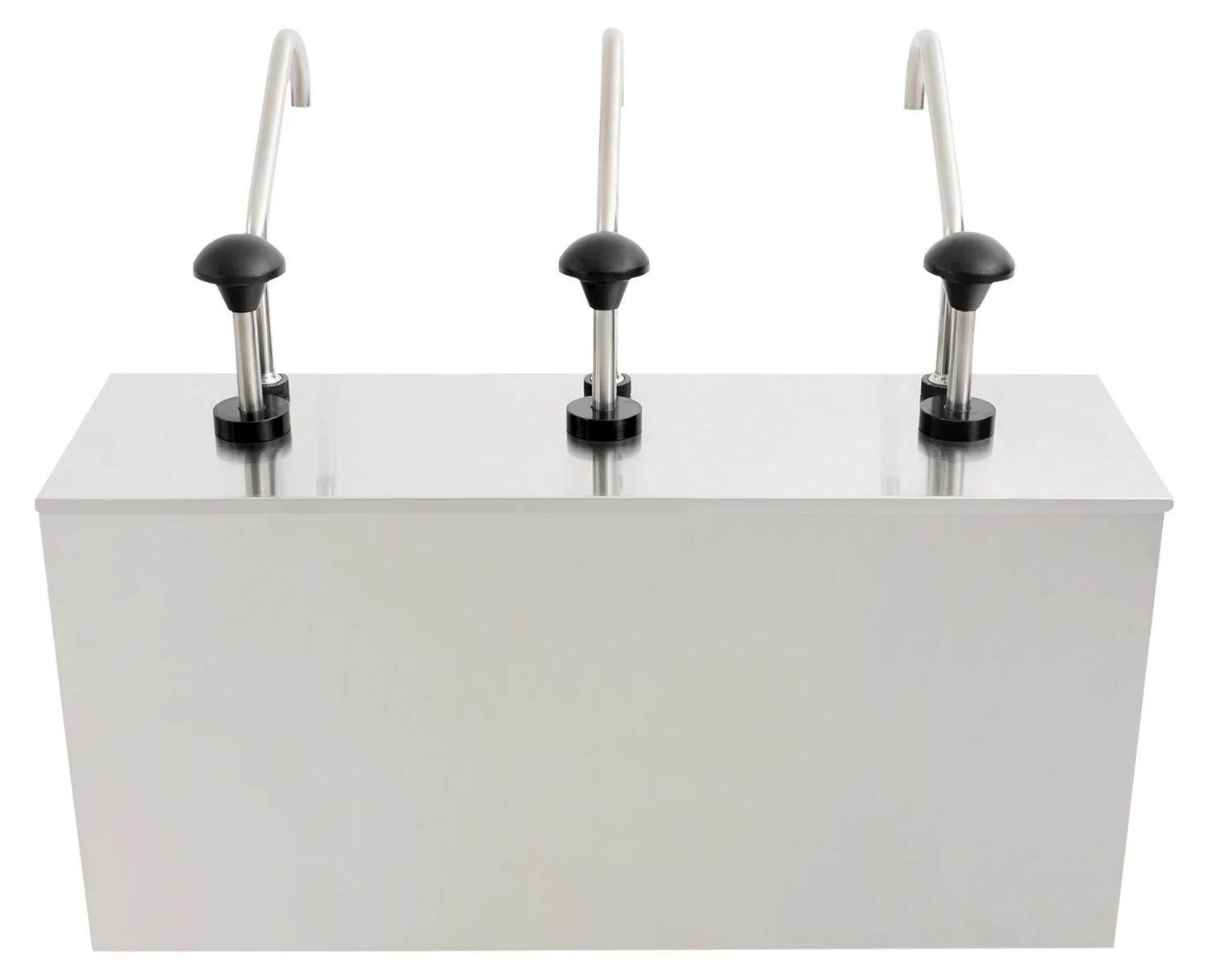 3-Kopf-Saucenpumpe - Saucenspender - 3 × 4 l - Edelstahl und Kunststoff - Manuell - Rechteckig - Silber