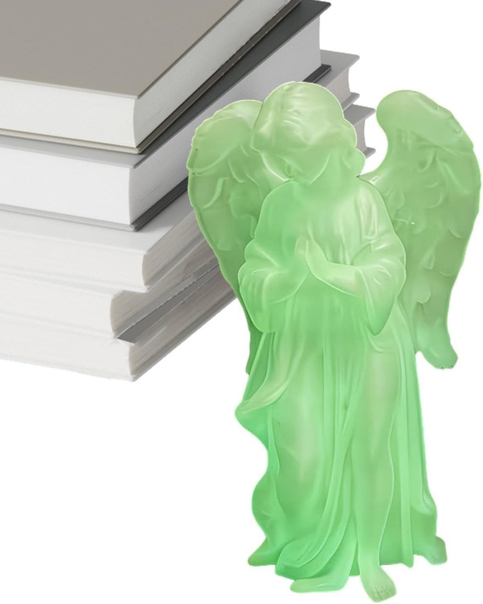 Lichtgevend Engelenbeeld Biddend - Wit Decoratieve Engel Sculptuur - Hoogte: 12 cm